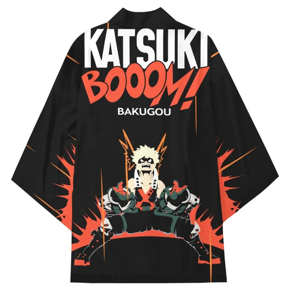 

Anime My Hero Academia Midoriya Izuku Bakugou Katsuki Cloak Kimono Cardigan Robe Cospaly Costume Print Casual Coat