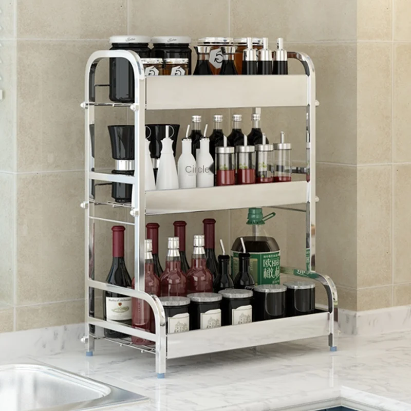 

Kitchen shelf home condiment oil salt sauce vinegar storage knife rack table surface multi-layer seasoning shelf