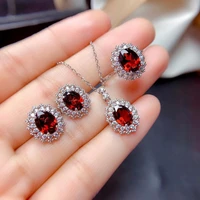 meibapj new arrival natural mozambique garnet gemstone trendy jewelry set for women real 925 sterling silver charm fine jewelry