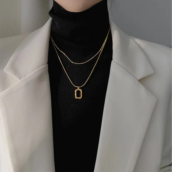 

BU-194 2021 new light luxury niche necklace female design sense clavicle chain ins cold wind minimalist accessories pendant