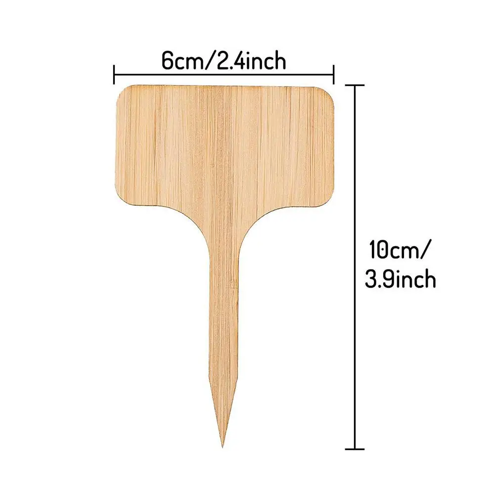 

50pcs T-Type Bamboo Plant Labels Eco-Friendly Wooden Plant Sign Tags Garden Markers for Seed Potted Herbs Flowers Tools Shipping