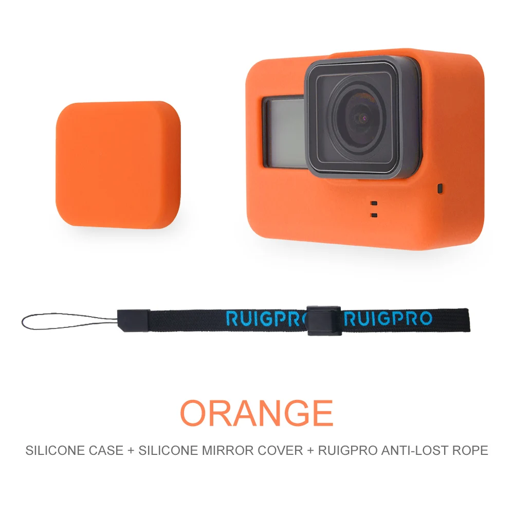 Orange Аксессуары для Go Pro, чехол для экшн-камеры, защитный силиконовый чехол+ Крышка для объектива GoPro Hero 6 7 Black Hero 5, крепление для камеры - Цвет: Orange