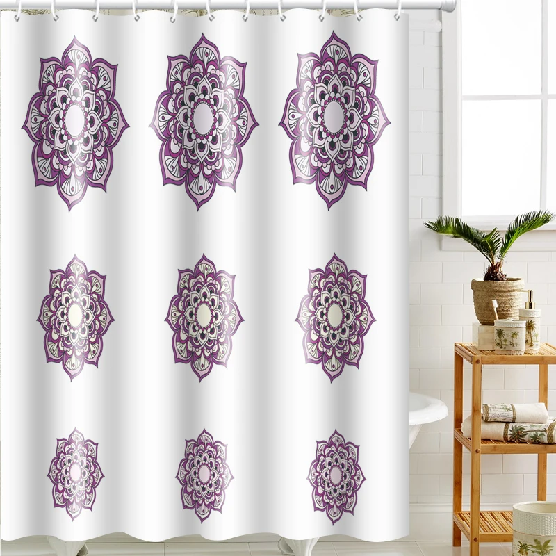 Bathlux красивый фиолетовый ткань с цветочным принтом душ Шторы Водонепроницаемый