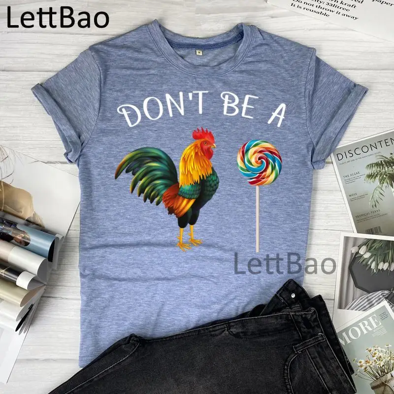 

Dont Be A Sucker Rooster T-shirt Cartoon Printed T Shirt Women Fashion Casual Harajuku Female Graphic Streetwear Casual Tee Tops