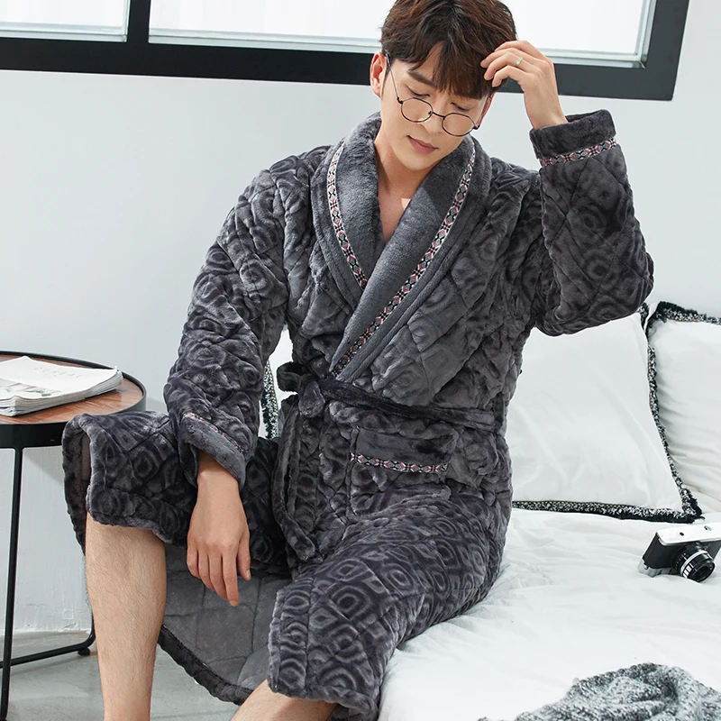 Толстая стеганая Коралловая фланелевая мужская модель с длинным рукавом женский