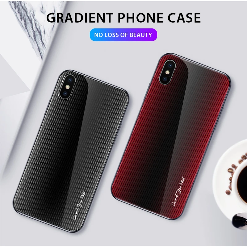 Чехлы из закаленного стекла с градиентом для iPhone 10 Ten X XS Max XR цветной стеклянный