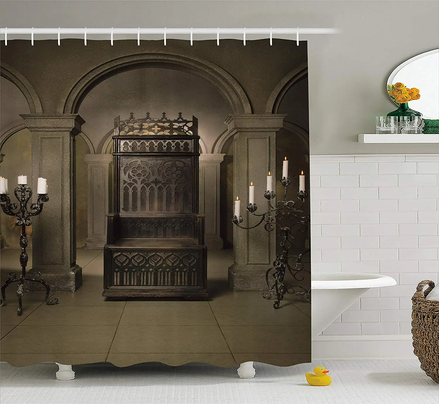Готический Декор набор занавесок для душа Королевский трон в средневековом