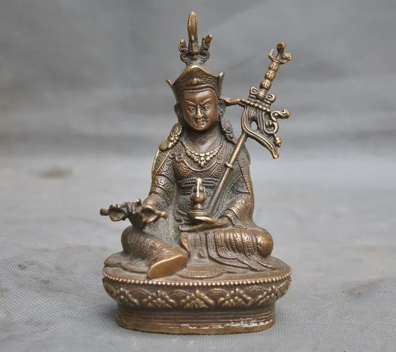 

Свадебные украшения 6 "Храм тибетского буддизма бронза Guru Ринпоче падмасамбхава Будда статуя