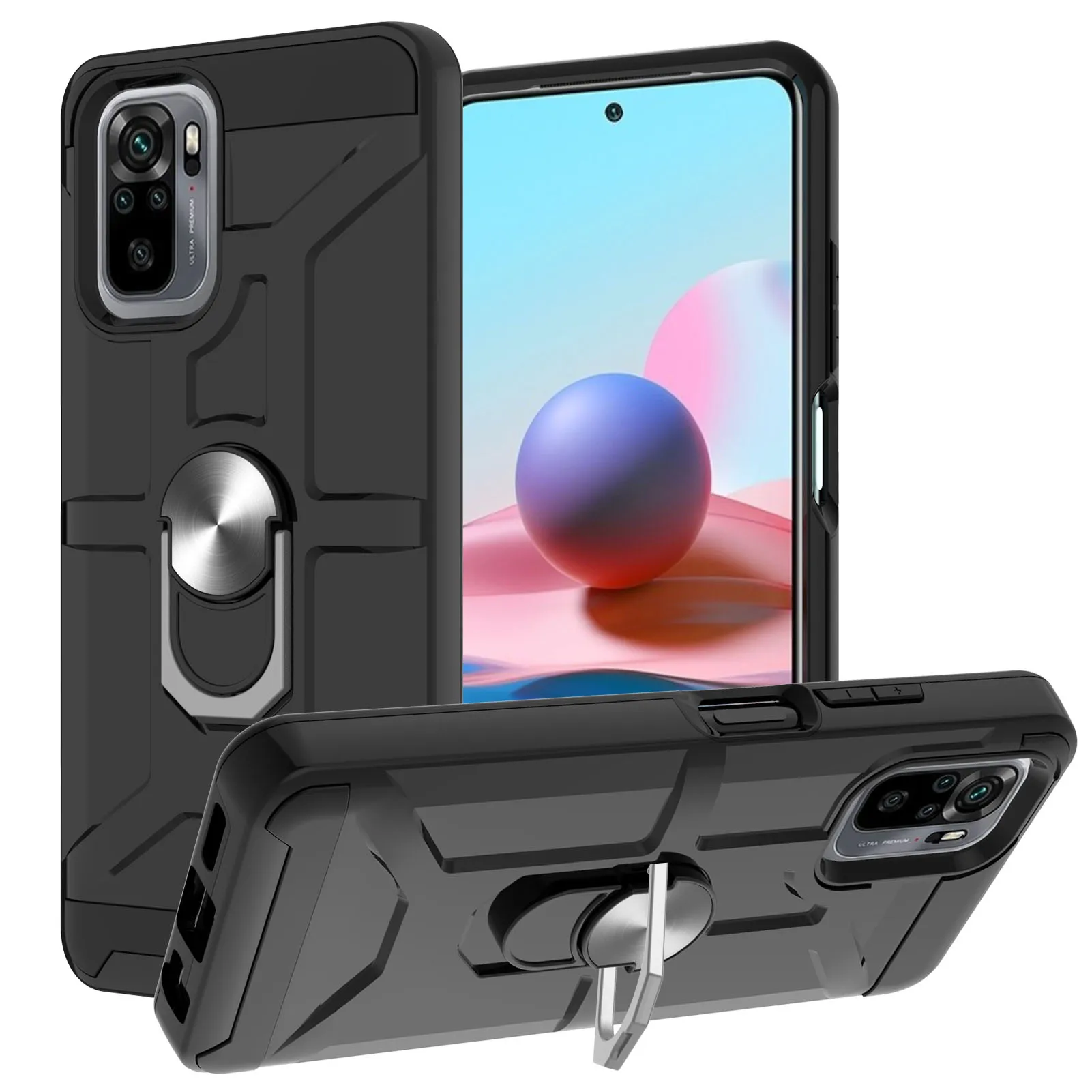 

Fashion Shockproof Phone Case For Xiaomi Redmi Note 10 10s Luxur Anti-fall Armor Car Magnetic With Bracket Protection Back Cover