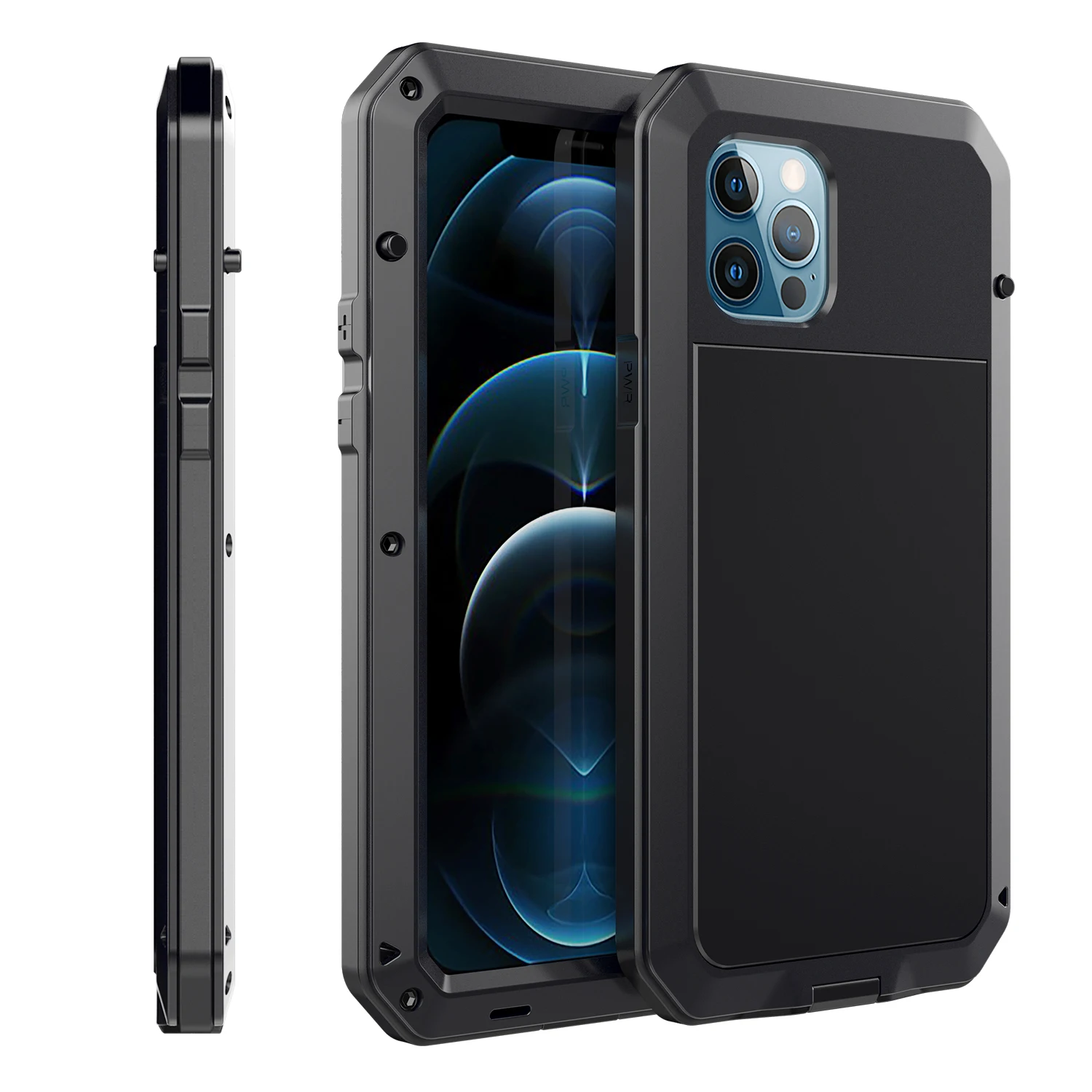 

For Huawei P30 Mate 20 30 Pro Case, Built-in Glass Screen Protector Military Grade Drop Shock Protection Metal Bumper Cover