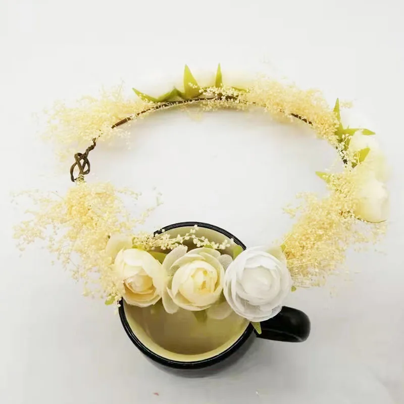 Искусственный настоящий цветочный венок роза для женщин и девочек Цветочная