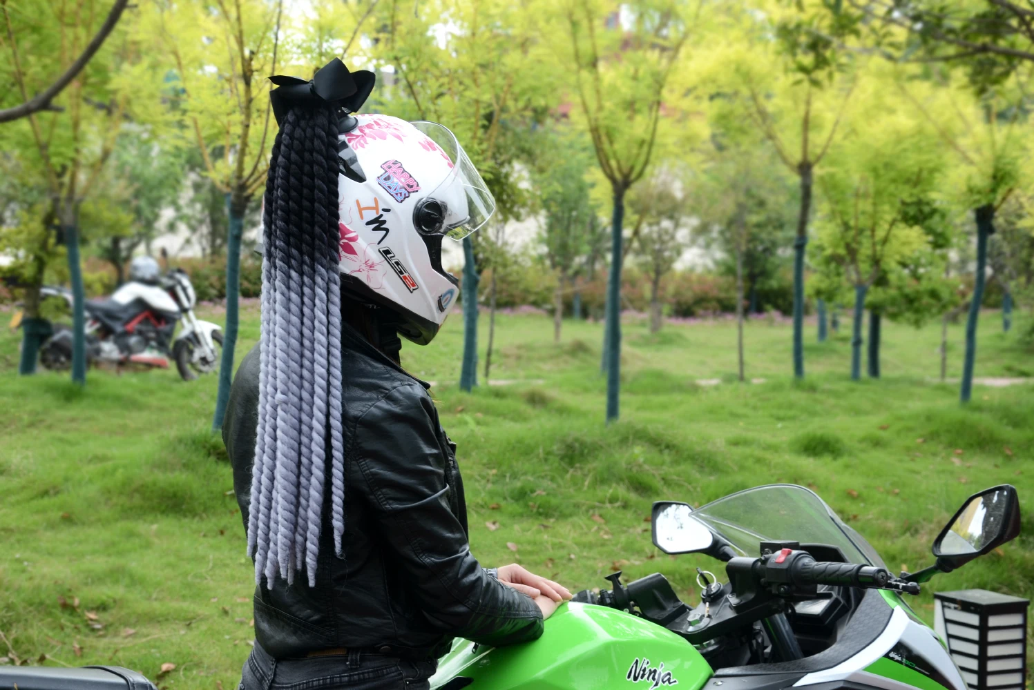 

Hot New FreeStyle Motorcycle Helmet handmade Dreadlocks Decoration Punk Dirty Braid Motocross Racing For All Riders Man Women