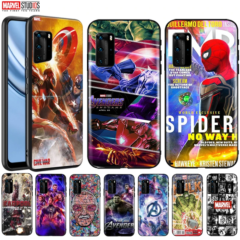 

Marvel Avengers Phone Case For Huawei P40 Lite 5G P40 Pro Funda Cover Captain America Iron Man Spider Man Hulk Deadpool Thor