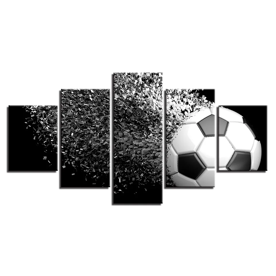 Decorative Painting Inkjet 5 Pieces Sports Football Home Living Room Sofa Background Wall Canvas Print | Дом и сад