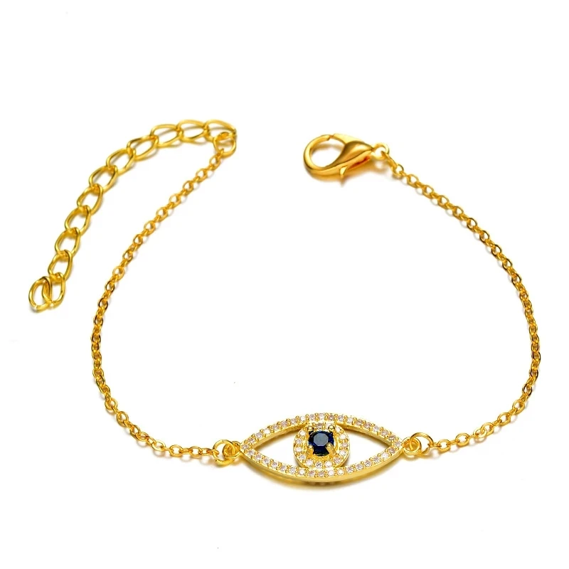 

New Fashion Three-color Micro-inlaid Cubic Zirconia Charm Ladies Bracelet Classic Devil's Eye Charm Bracelet Gift Jewelry