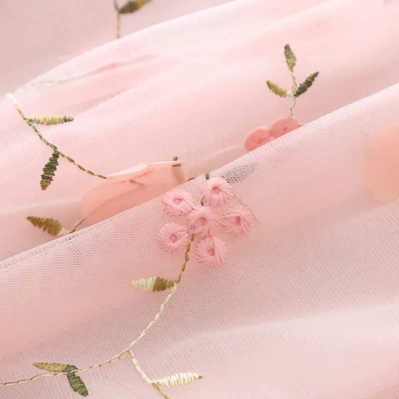 Летнее Детское газовое платье POSH DREAM с цветочной вышивкой корейское принцессы