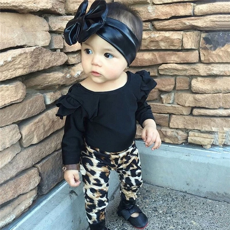 

0-24M Newborn Kids Baby Girl Fashion Leopard Clothes set Long Sleeves Tops T-shirt Pants Elegant Sweet Cute Outfits