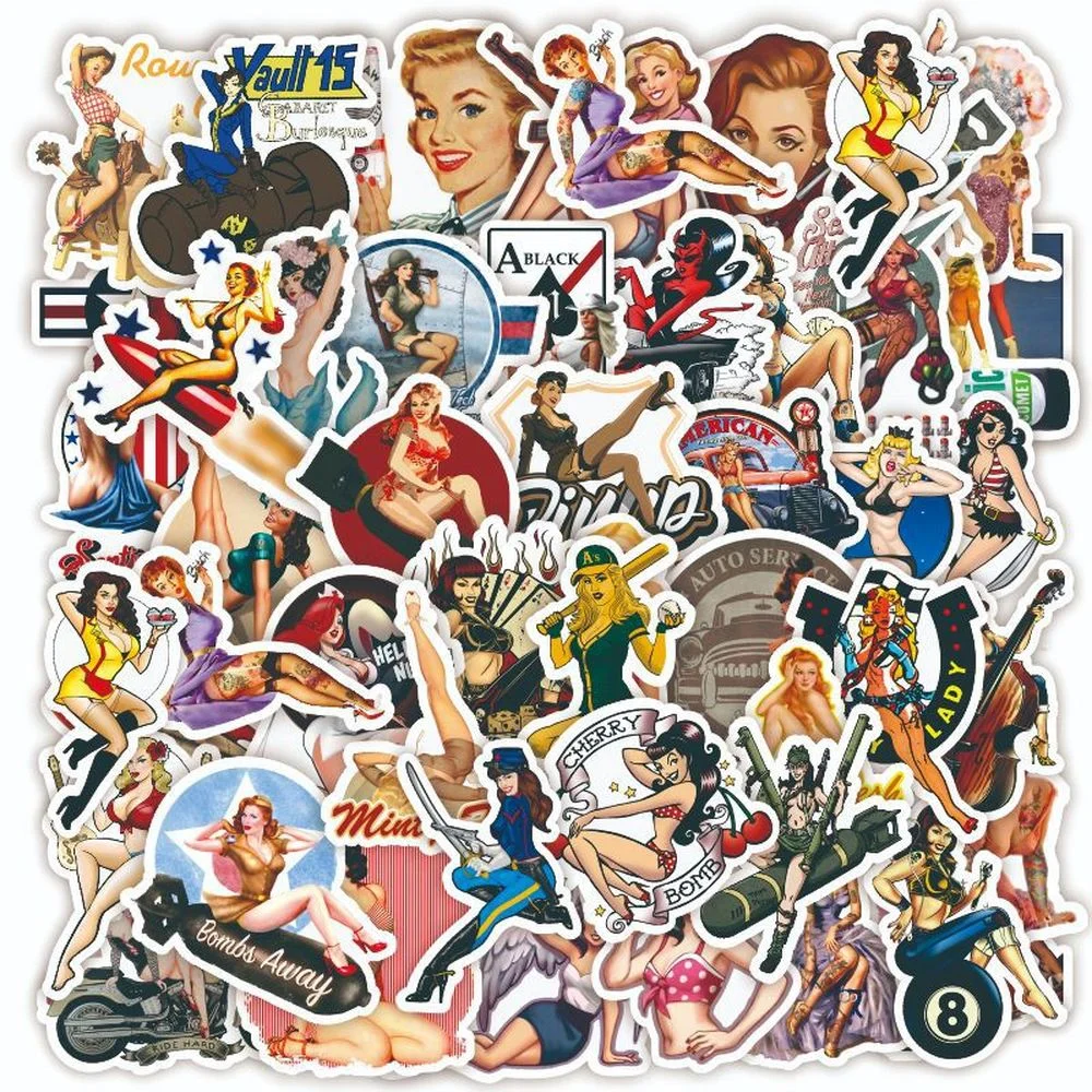 

49Pcs Hot Sexy Pin up Girl Poster Stickers Waterproof DIY Laptop Motorcycle Luggage Skateboard Decal Sticker 2021
