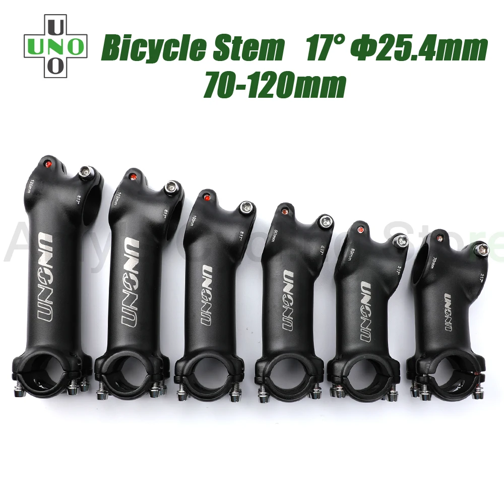 

New Product UNO Ultralight Bike Stem 17 Degree MTB Road Bicycle Stem 25.4mm 70/80/90/100/110/120 Mountain Bicycle Parts