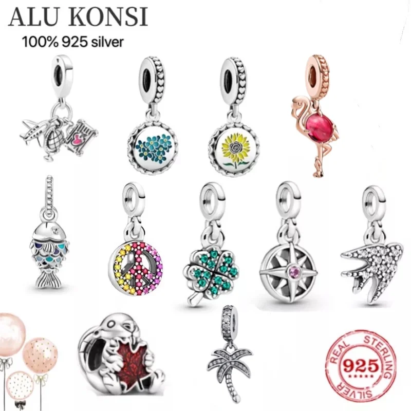 

2021 Summer New 100% 925 Sterling Silver Fashion Original pan Charm DIY Bracelet Pendant necklace For Women DIY Jewelry gift