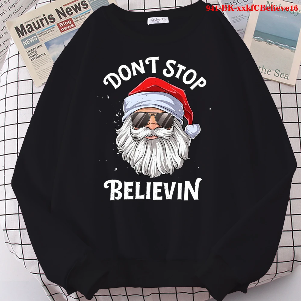 

Свитшот с надписью Don STOP, модная уличная одежда, худи с рисунком Санта-Клауса, смешные Мультяшные Рождественские толстовки с круглым вырезом