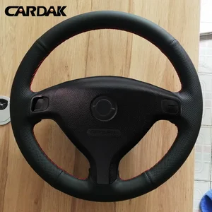 cardak hand stitched black artificial leather car steering wheel covers wrap for buick sail opel astra g h 1998 2007 free global shipping