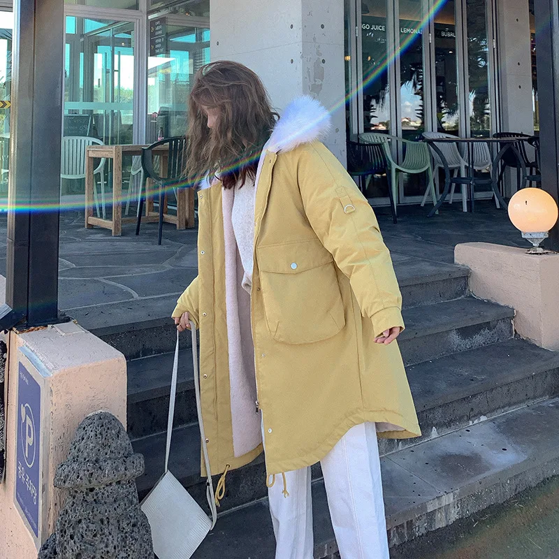 Горячая Распродажа! Зимняя стеганая куртка из овечьей шерсти с воротником и