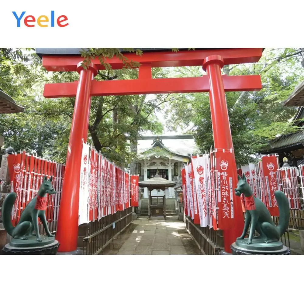Фон для фотосъемки Yeele с изображением Красной двери храма Torii японского