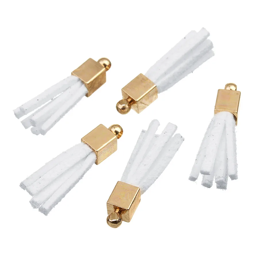 

Ciseng 10pcs/lot Leather Velvet Tassels Pendants Fringe Square End Cap 27mm with Hole fit Dangle Earrings DIY Jewelry Making