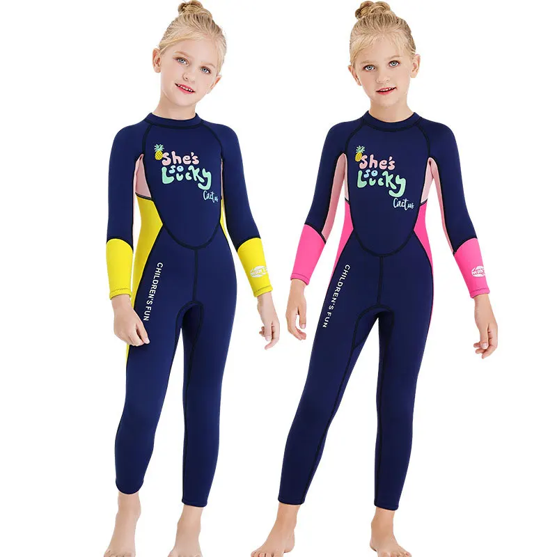 

2.5MM Neoprene Swimsuit Girls New 2021 Girls Wetsuit Diving Suit Long Sleeve Surfing Jellyfish Clothing Swimwear For Cold Water