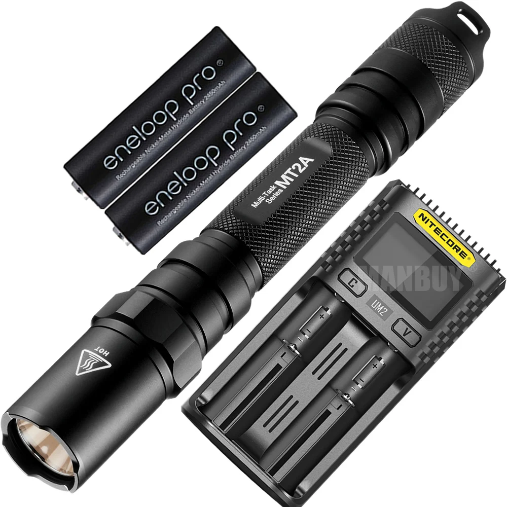 Nitecore MT2A + зарядное устройство UM2 2x перезаряжаемый аккумулятор CREE XPG R5 светодиодный
