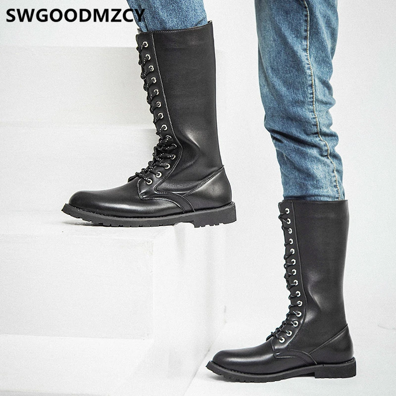 Ковбойские сапоги мужские военные ботинки для верховой езды Дизайнерская обувь