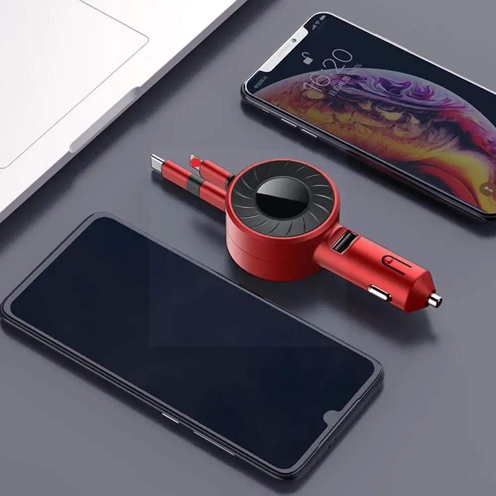 

1Pcs Three-in-one Single-pull Telescopic Car Charger Micro USB Multi Portable Type Usb With charger Cable Cable phone Funct U1S6