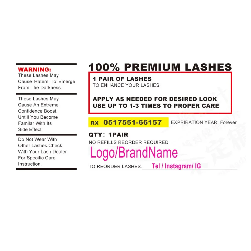 100/500 шт. персонализированные наклейки на заказ логотип для ресниц этикетки