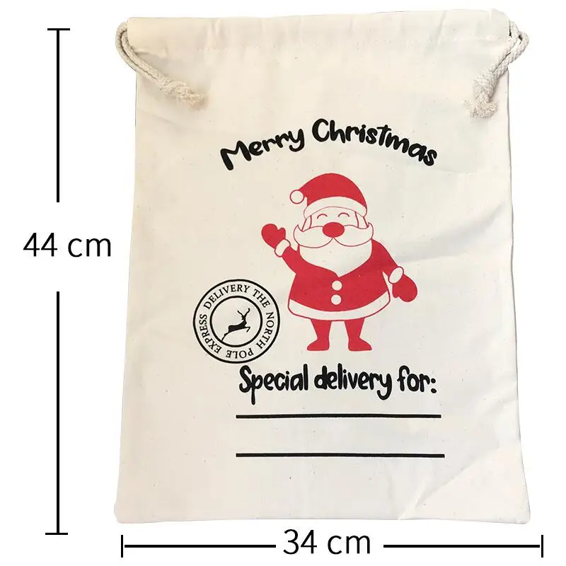 34x44cm santa sacks 1 шт. мешки Санта-Клауса рождественские подарочные сумки смешанные стили большой мешок Санта-Клауса рождественские холщовые Сумки на шнурке детские игрушки вечерние украшения - Цвет: 34x44cm santa sacks