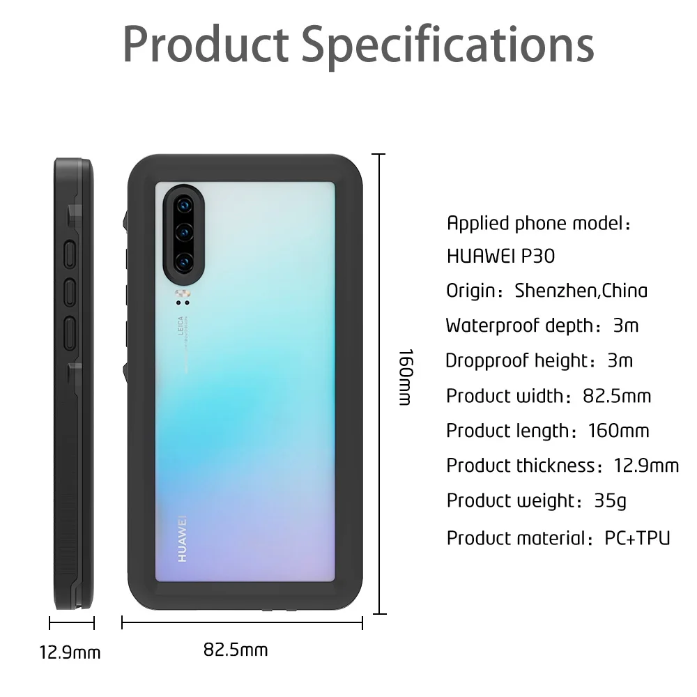 JONSNOW, водонепроницаемый чехол для huawei P30 Pro, для плавания, дайвинга, открытый противоударный чехол для mate 20 Pro P30 P20 Lite, полная защита
