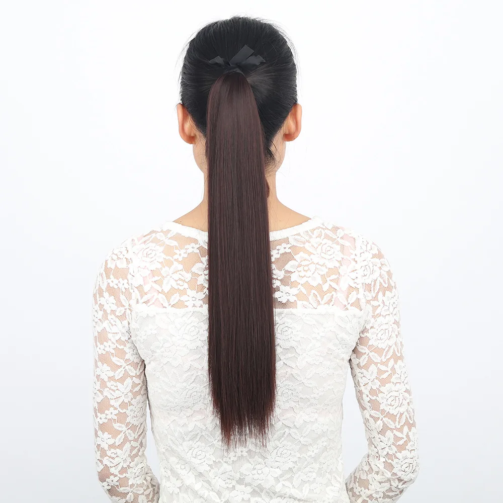 Длинные прямые накладные волосы на заколках для женщин шнурок синтетический