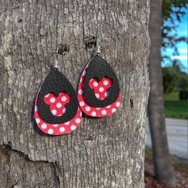 Пустотелые серьги из искусственной кожи с новым слоем висячие двухслойным