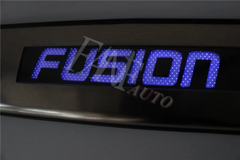 Нержавеющая сталь светодиодные пороги Накладка защита Накладка для Ford Fusion 2013