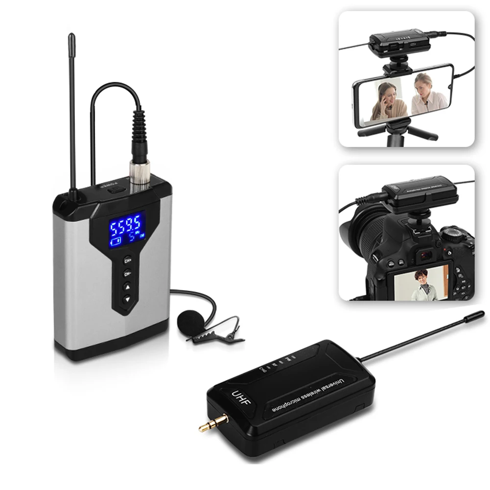 Wireless Lavalier Microphone System Lapel Mic with Rechargeable Bodypack and Receiver Micro Phone for SLR Cameras | Электроника