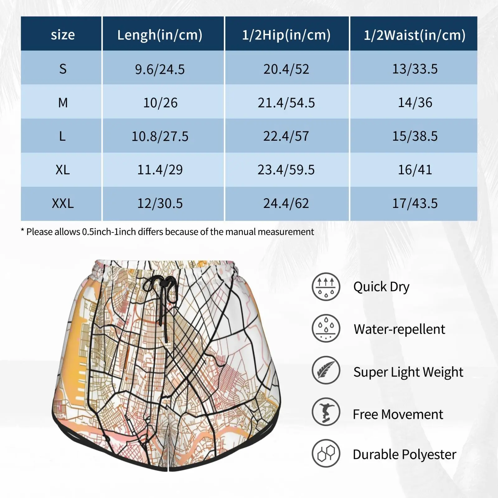 

Manila Philippines Watercolor Street Map Color Swim Shorts Quick Dry Women Beach Short Street Map Art Street Map England