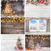 shengyongbao christmas wooden planks theme photography background snowman backdrops for photo studio props 211221 mmsd 04