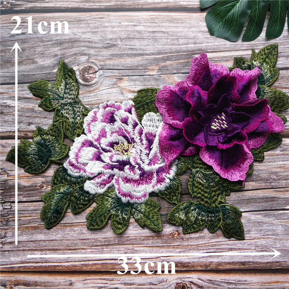 Многослойная вышитая 3d аппликация в виде цветка пиона|Заплатки| |