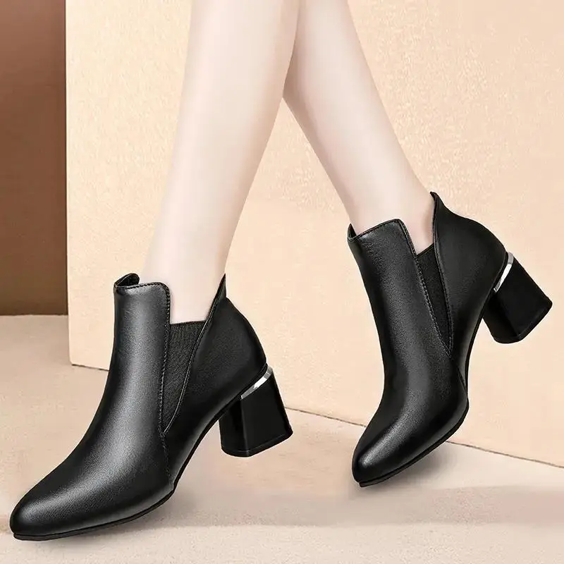 

Женские Классические ботильоны из ПУ кожи, с круглым носком