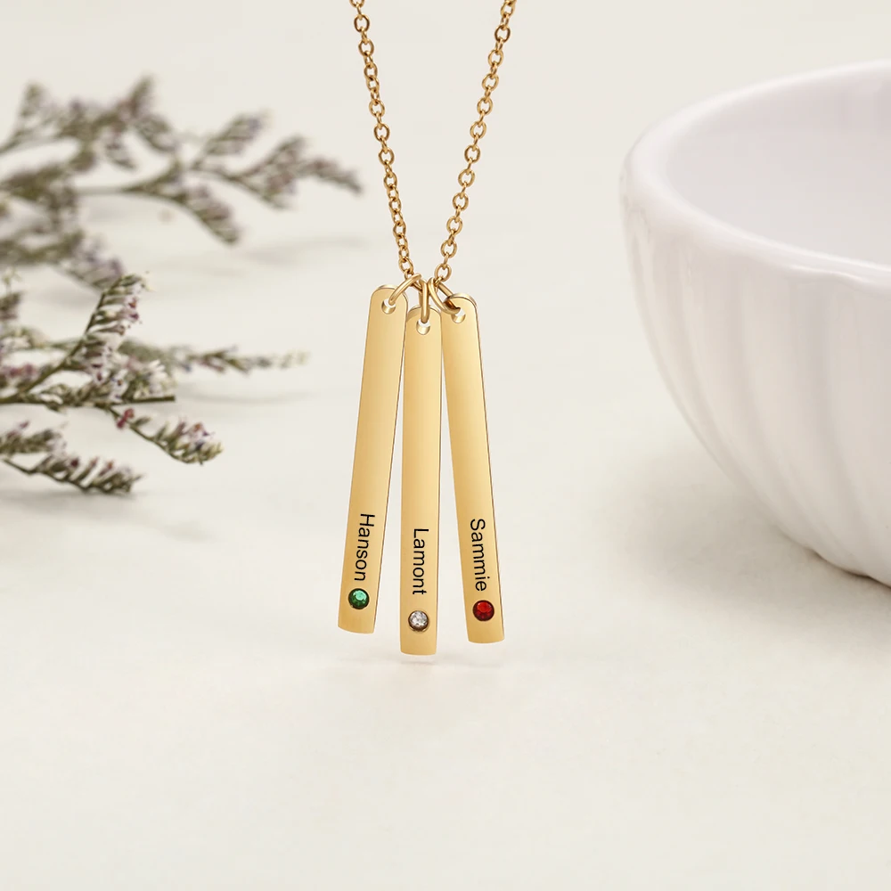 Позолоченная Вертикальная Тройная планка Женская индивидуальная табличка из