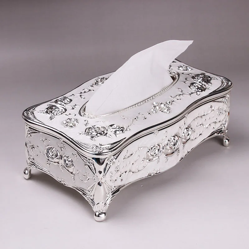 

[VIP]European Large High-end Zinc Alloy Tissue Box Table Ornaments Livingroom Home Decoration Car Hotel KTV Napkin Storage Boxes