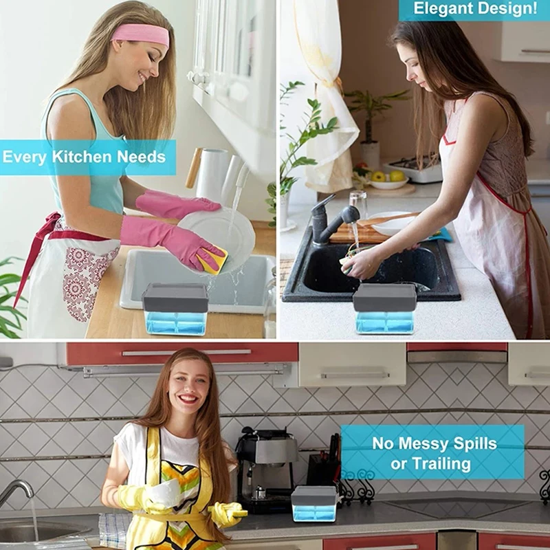 Двухслойный Пластиковый Дозатор для мыла и губки 2 в 1|Коробки ящики хранения| |