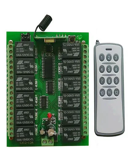 1000 м дальнего действия DC 12 В 24 12CH радиоконтроллер RF беспроводной пульт