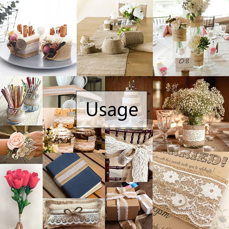 Лента из натурального джута настенная лента 2 метра рулон белого кружева