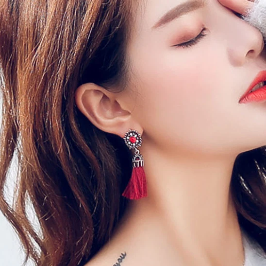 Женские Винтажные висячие серьги с бахромой Boho богемные модные ювелирные